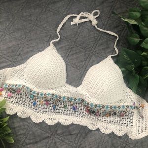 Crochet bohemian beaded top